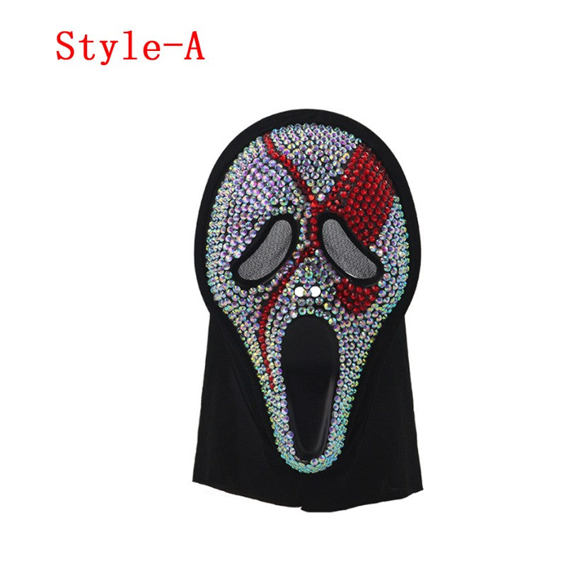 Cosplay Unique Bleed Bloody With Diamond-Studded Ghost Scream Mask Full Face Head Cover Halloween Carnival Party Costume Props