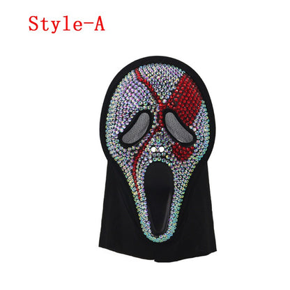 Cosplay Unique Bleed Bloody With Diamond-Studded Ghost Scream Mask Full Face Head Cover Halloween Carnival Party Costume Props