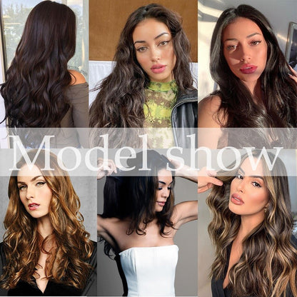 Extensão de Cabelo Sintético Longo Cacheado 24 polegadas em V Peça Única Fofa Invisível Castanho Preto para Mulheres
