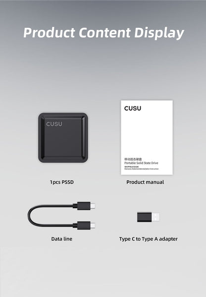 CUSU 1TB External SSD Drive 512GB Portable SSD 256GB 2TB Solid State Drive Type-C for Phone Laptop