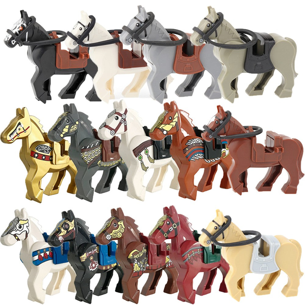 Blocos de Montar Zoológico Medieval Acessórios de Personagens Montarias Animais Cervos Elefantes Camelos Lobos Cavalos de Guerra Tijolos Brinquedos Presentes K080