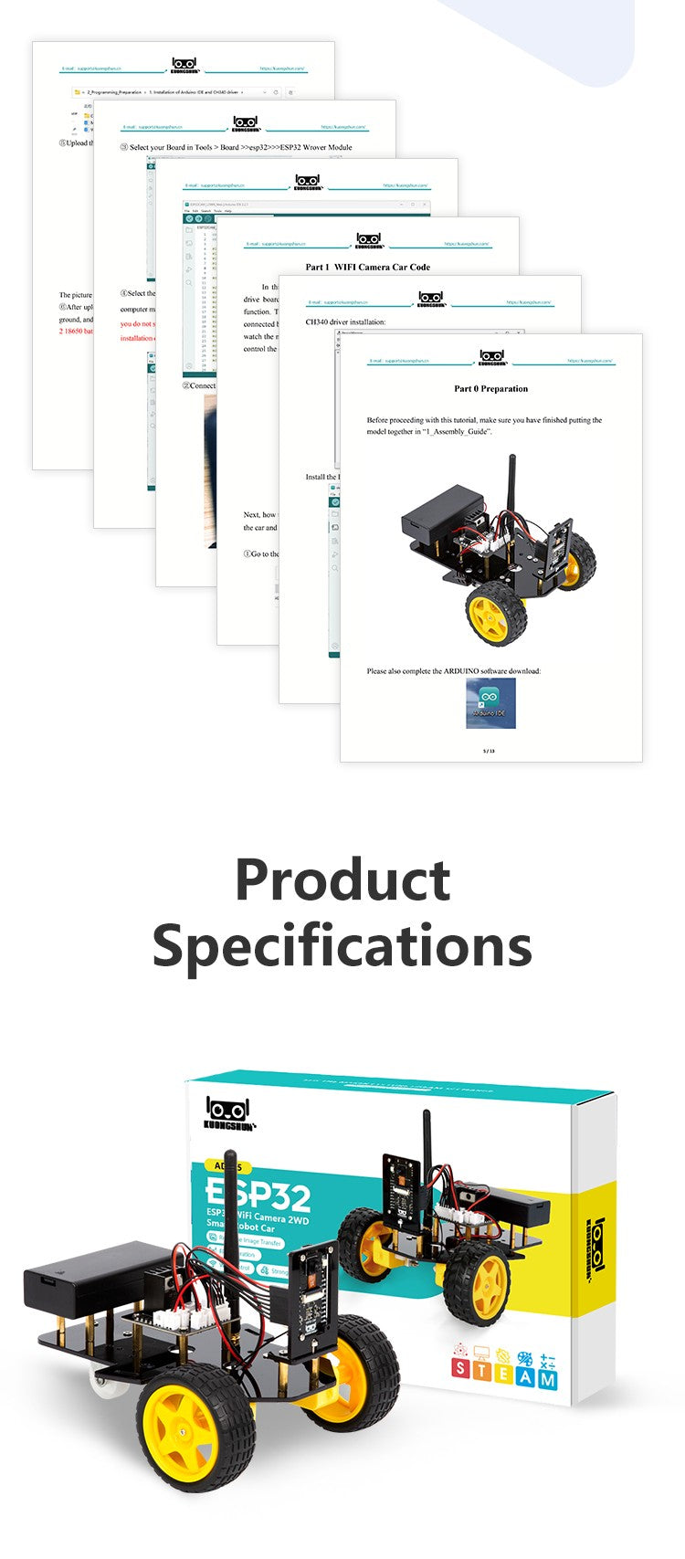 ESP32 Smart Robot Car Kit Carro de Controle Remoto para Projeto de Programação Arduino Kit de Codificação Científica de Educação STEM