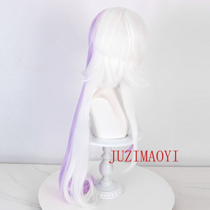 Anime Bungou Stray Dogs Cosplay Peruca Sigma Longa 100cm Branca Roxa Peruca Sigma Cabelo Sintético Resistente ao Calor + Touca de Peruca