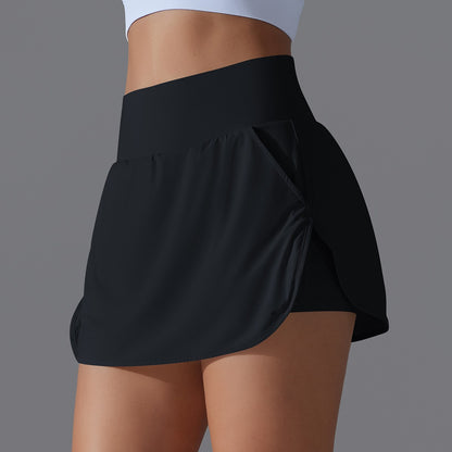 Sports Yoga Skirt Women 2 in 1 Badminton Tennis Skirt With Shorts High Waist Breathable Sweat Skirt Athletic Fitness Golf Skorts
