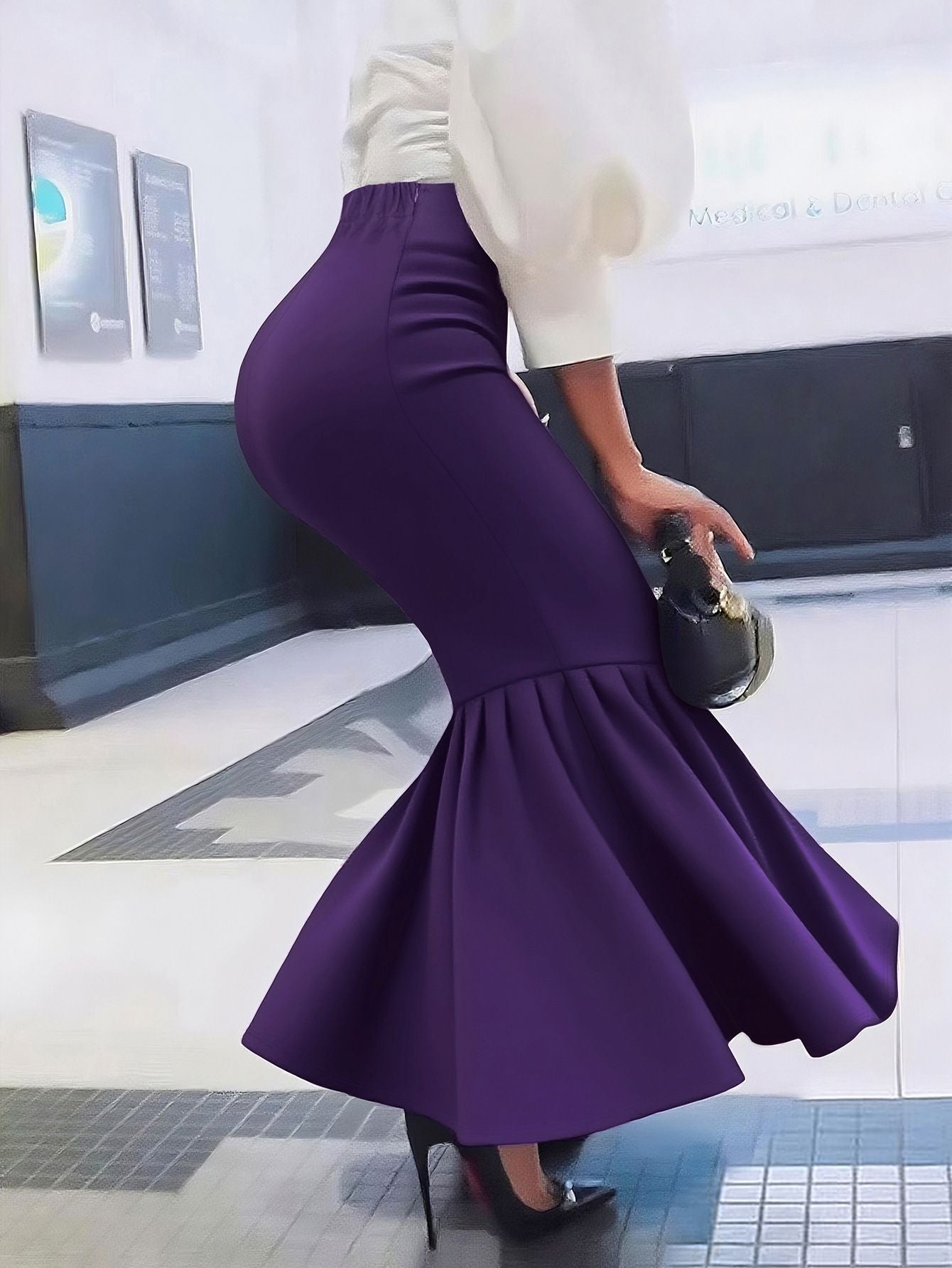 Ele Pure Color Wrap around Midi Skirt for Women Sli Faionable Transoceanic New Arrival A-Line Long Skirt