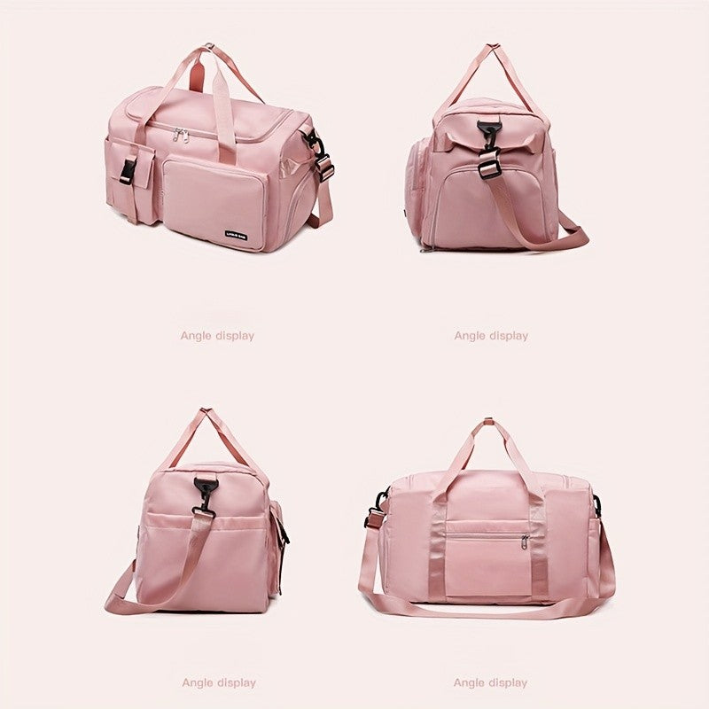 Multifunctional Women's Travel and Fitness Bag - Stylish Pink, Large Capacity, Separate Footwear Compartment