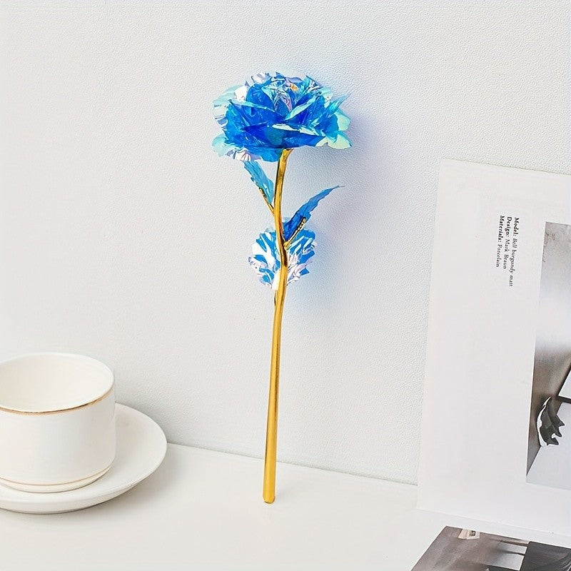 10pcs Artificial Flower Foil Rose Flower Simulation Artificial Rose Flower DIY Golden Plated Foil Rose Love Flower Party Supplie
