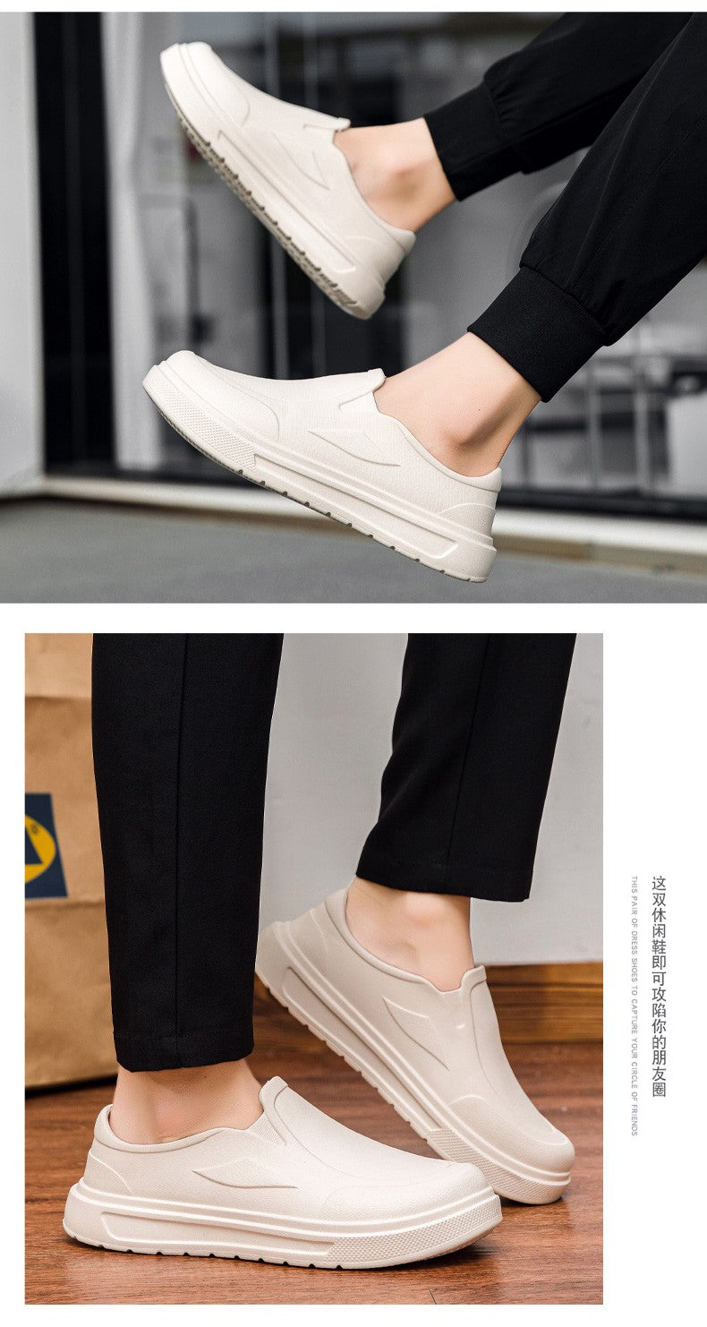 Men's Chef Shoes Anti Slip Oil Resistant Dirt Resistant Work Shoes Quick Drying Thick Soled Rain Shoes Large Size Breath Clogs