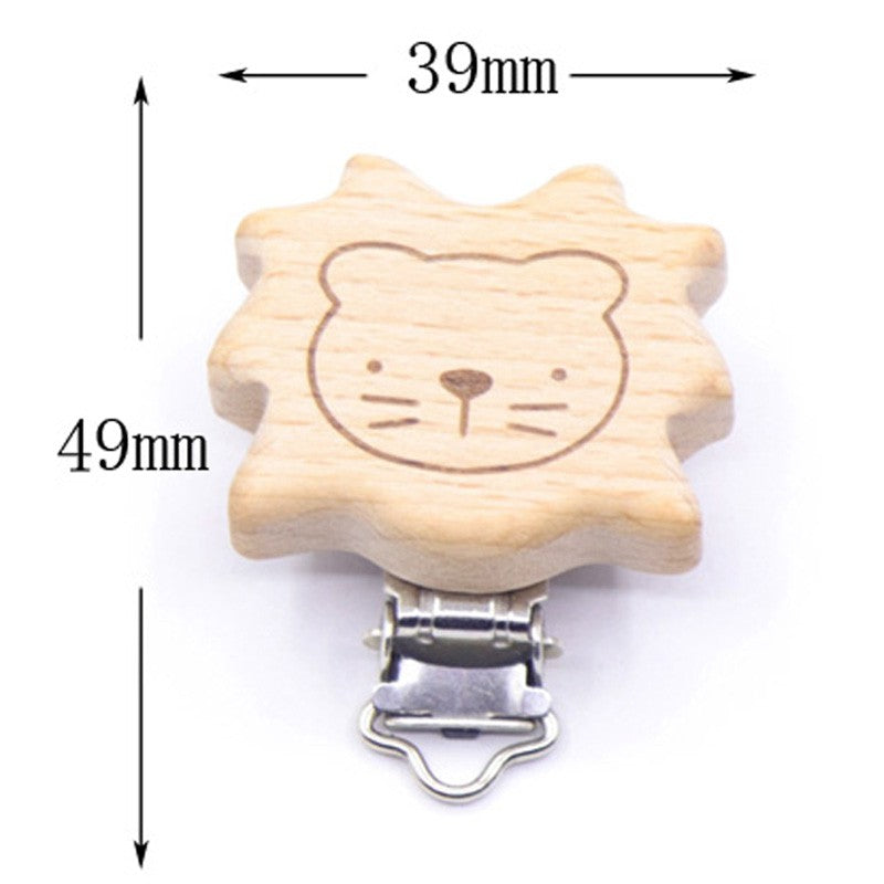 5Pcs/Sets Baby Pacifier Clips BPA Free Cute Modelling Beech Pacifier Clip Baby DIY Cartoon Animal Wooden Log Nipple Chain Holder