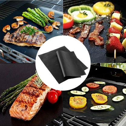 Non stick BBQ Grill Mat 40*33cm Party Mat Black Barbecue Plate Cooking Grilling Sheet Heat Resistance Easily Clean Kitchen Tools