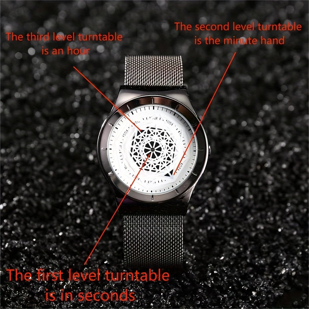 New Concept Creative Pointless Black Technology Watch Men's and Women's Students Minimalist Fashion Trend Quartz Watch