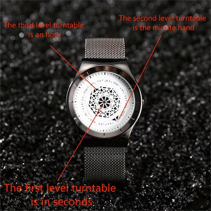 New Concept Creative Pointless Black Technology Watch Men's and Women's Students Minimalist Fashion Trend Quartz Watch