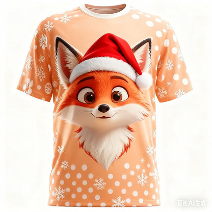 Christmas Men's T-shirt Animal 3D pattern printed Men's women's round neck T-shirt quick-dry t shirt for man Unisex y2k clothing