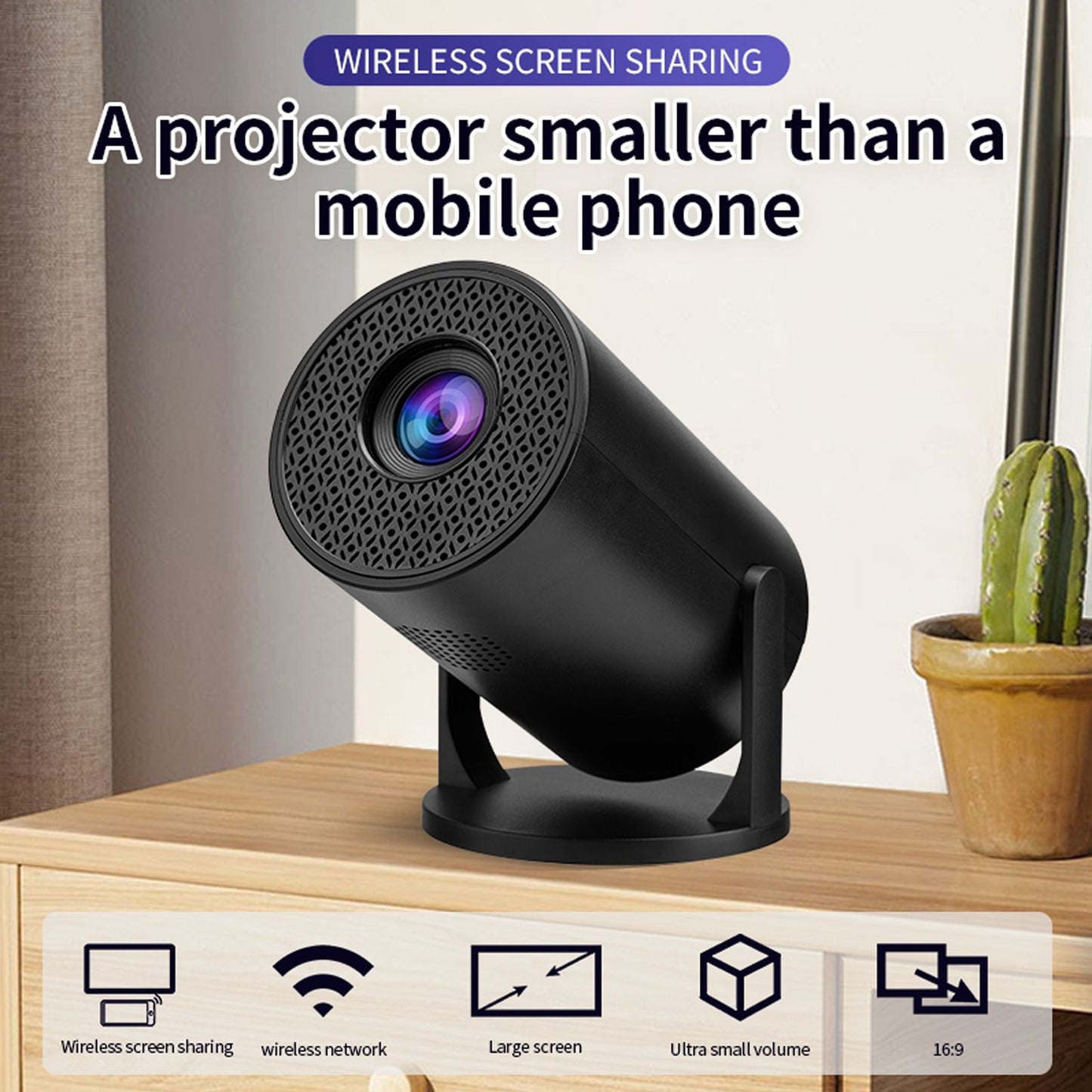 Projetor de Vídeo USB TV Sticks 8000lm Brilho Bluetooth Fidelidade Sem Fio LED 1080P Pequeno Projetor para Notebook PC Smartphone