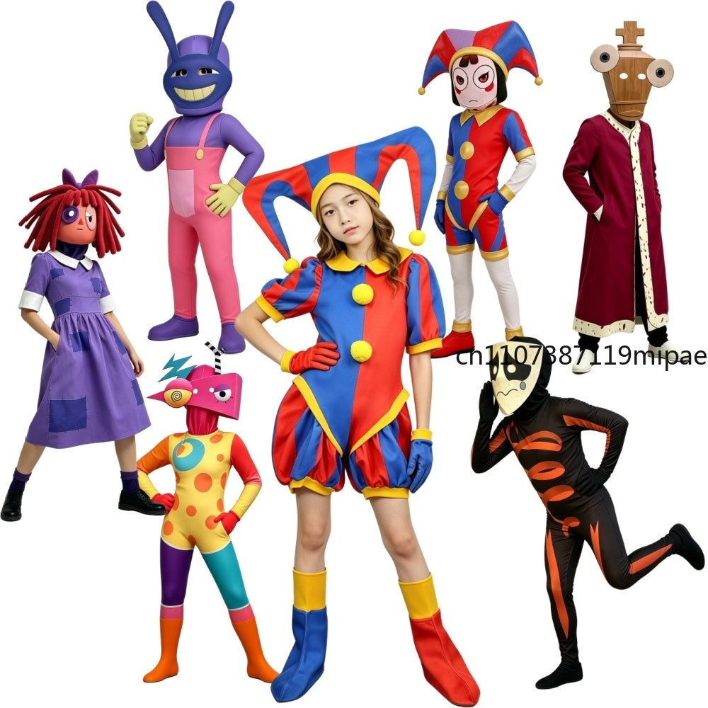 Adult Pomni Cosplay Cartoon Costume Women Amazing Digital Freak Circus Cosplay Ragatha Jax Caine Gangle Zooble Kinger Costumes