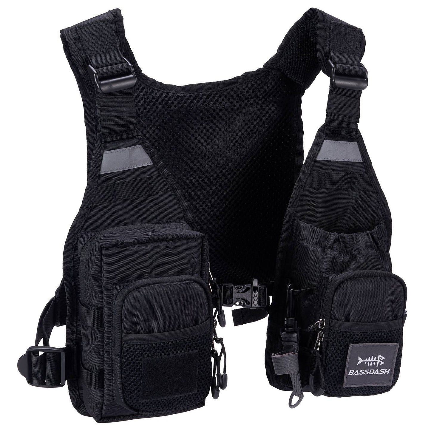 Colete de Pesca com Mosca Ultra Leve Bassdash FV08 para Homens e Mulheres, Colete de Peito Portátil Tamanho Único