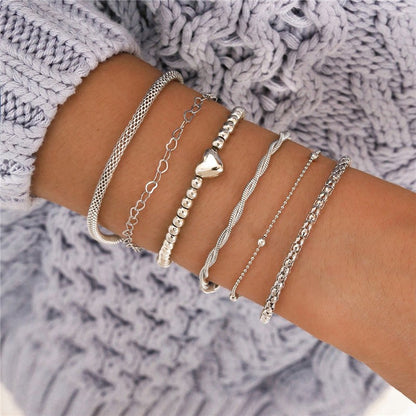 Conjunto de Pulseiras Femininas Corrente Cubana, Cor Dourada, Boho Retrô, Torção Grossa, Joias da Moda de Qualidade, 11 Peças, 2024