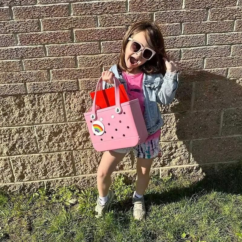 Fashion Large Beach Bags EVA Rubber Waterproof Storage Baskets Travel Shopping Handbag Women Shoulder Solid Color Jelly Bag