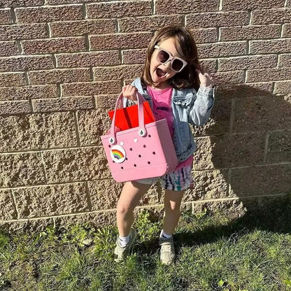 Fashion Large Beach Bags EVA Rubber Waterproof Storage Baskets Travel Shopping Handbag Women Shoulder Solid Color Jelly Bag