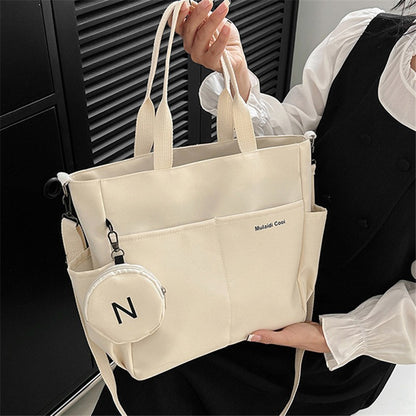 Minimalist Nylon Tote Bag, Oxford Waterproof Handbag Shoulder Crossbody Bag with Pocket, Effortless Style for Women Daily Errand