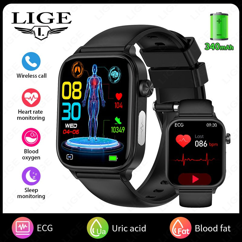 Smartwatch 2025 Novo ECG+PPG Feminino Monitor de Frequência Cardíaca Lipídios Sanguíneos Ácido Úrico Saúde Menstrual Rastreador Inteligente Para Android iOS