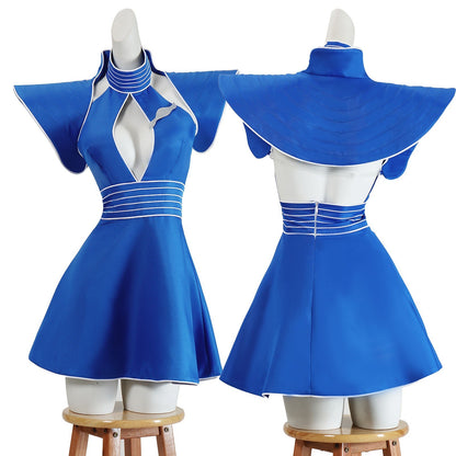 Britney Cosplay Costumes Women Blue Flight Attendant Uniform for Halloween Carnival Outfit