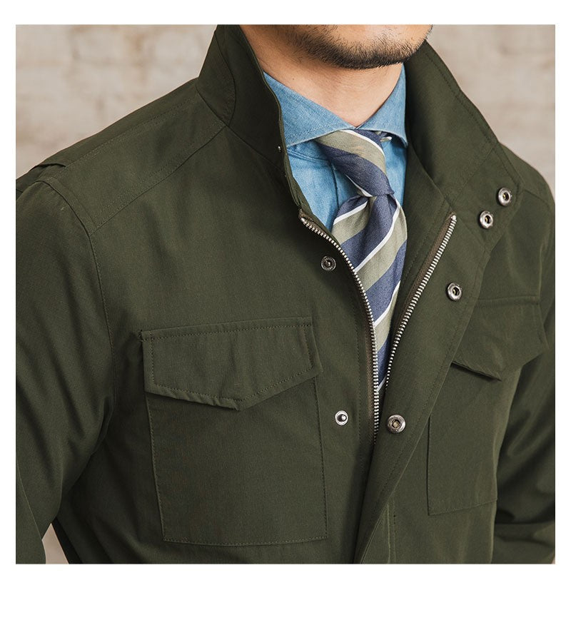 Three Spring and Summer Light Vertical Collar Waist Half Hanging M65 British Jacket Men's Retro Hunting Wear Waterproof Jacket