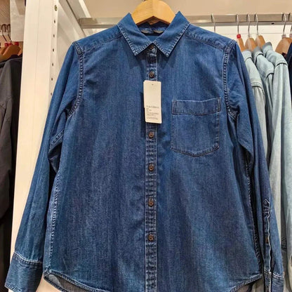 Women's Soft Denim Shirt Long Sleeve Autumn Washing Product Thin Jacket Air Conditioning Shirt 470735