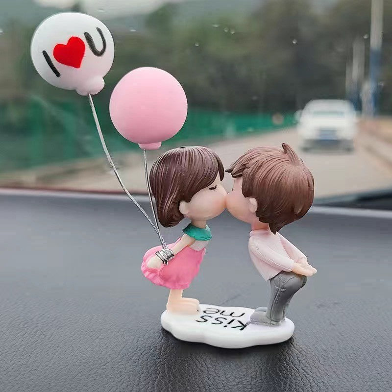 2 Peças Casal para Enfeite de Carro, Modelo, Beijo Fofo, Balão, Decoração de Interiores Automotivos, Acessórios de Painel de Carro, Presentes