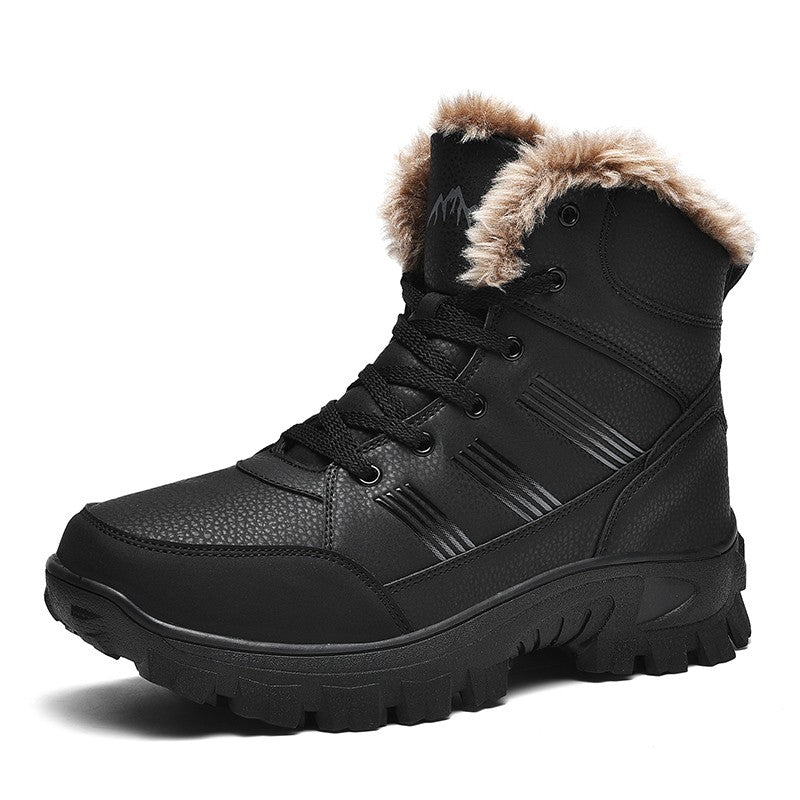 Men Winter Snow Boots Super Warm Men Hiking Boots High Quality Waterproof Leather High Top Big Size Men's Boots Outdoor Sneakers