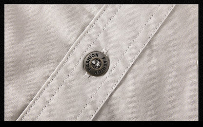 Spring Autumn Fashion Men's 100% Cotton Long-Sleeved Solid Color Premium Casual Shirt Multi Pockets 6XL Large Size Cargo Jackets