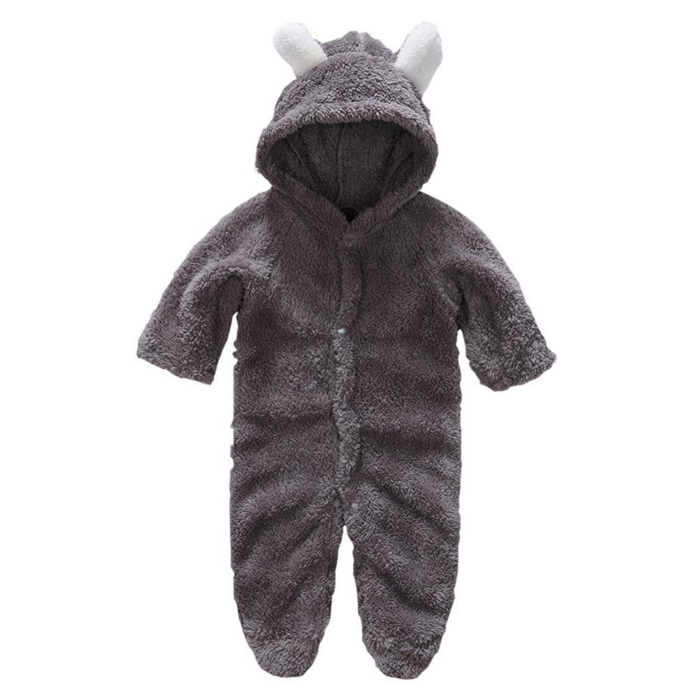 Winter Newborn Baby Plush Bodysuit Jumpsuit Cartoon Hoodies Boy Girl Romper Twins Clothes Korean version 0-12M