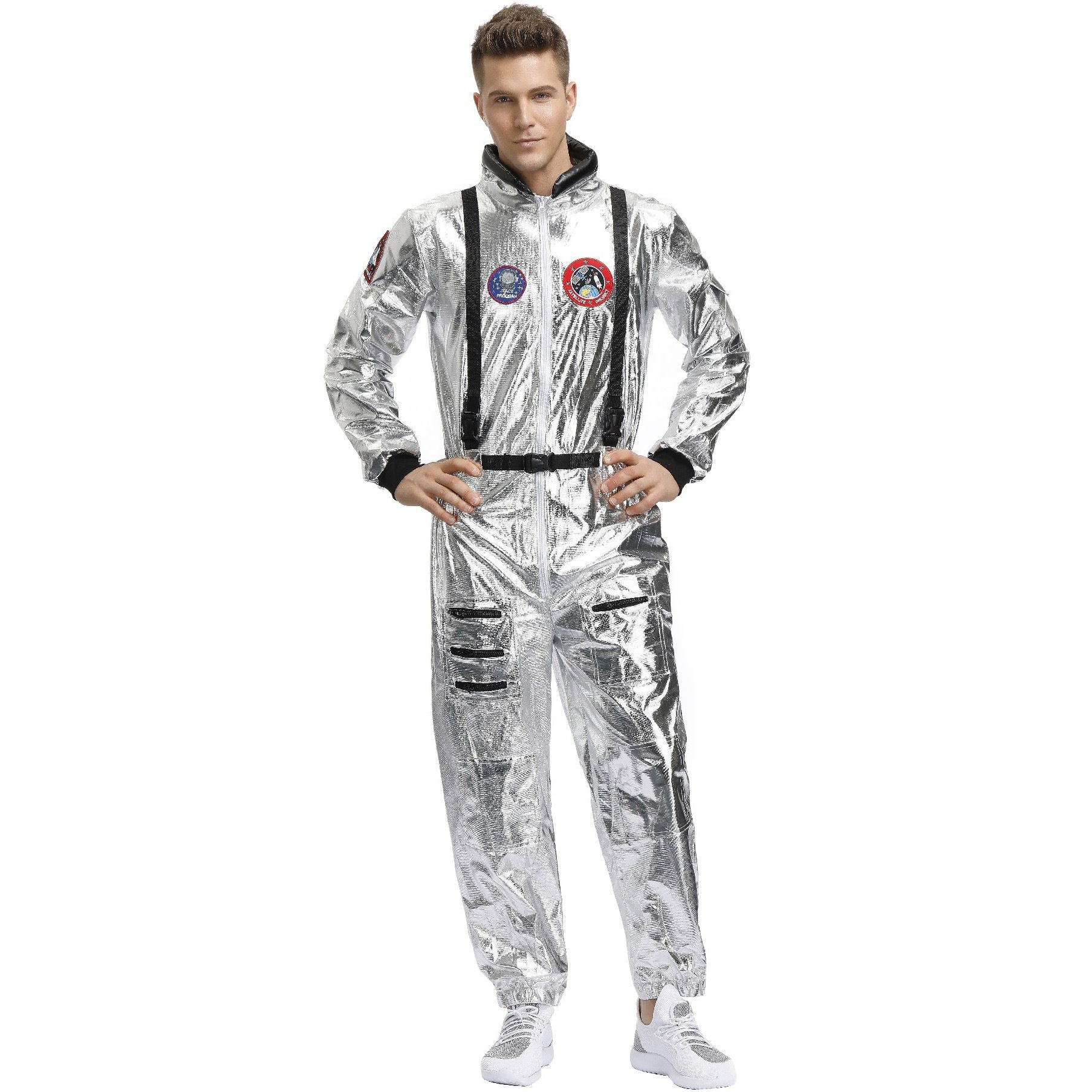 Astronaut Costume Spacesuit Silver Spaceman Men Women Space Suit Halloween Christmas Performance Spacesuit Costume Party Gift