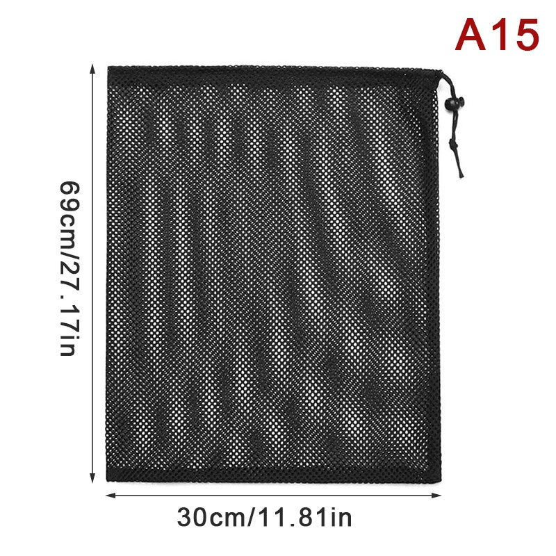 Black White Durable Mesh Drawstring Bag Storage Pouch Multi Purpose Home Travel Outdoor Activity Laundry Bag Stuff Sack