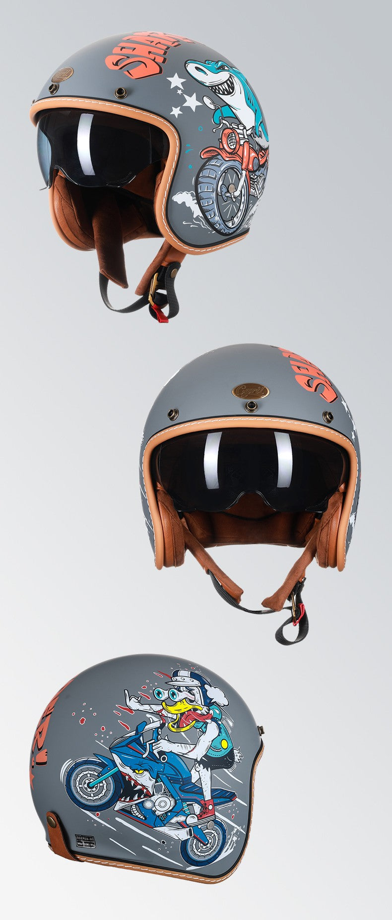 Capacetes Cyril para Motocicletas Acessórios 3/4 Abertos Leves Certificado DOT Segurança Retrô Cascos Moto Capacete