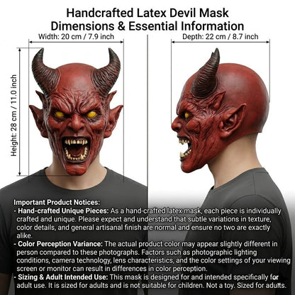 Scary Horned Demon Mask Full Head Latex Devil Mask Horror Halloween Cosplay Masks Costume Party Carnival Haunted House Prop