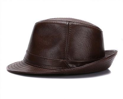 2025 Autumn Men Real Genuine Cowhide Leather Top Hats Men Fashion Caps Winter Warm New Cowboy  100% Real Cowhide Leather Hats