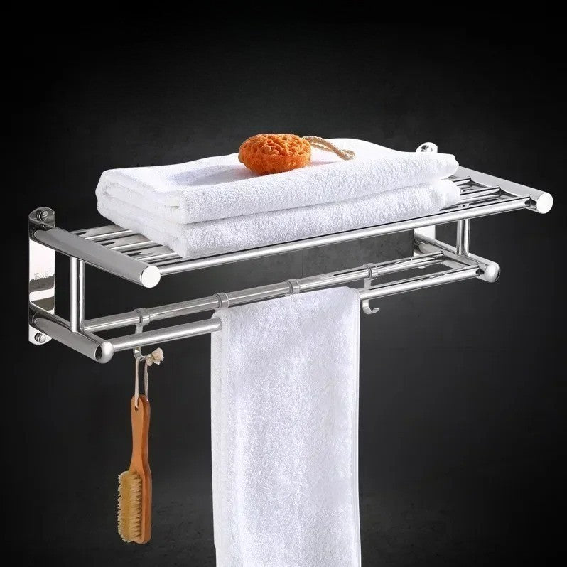 40/50/60cm Towel Rack with  Movable Hooks Steel Bathroom Kitchen Towel Holder Wall Mounted Towel Rack for Home Hotel Accessories