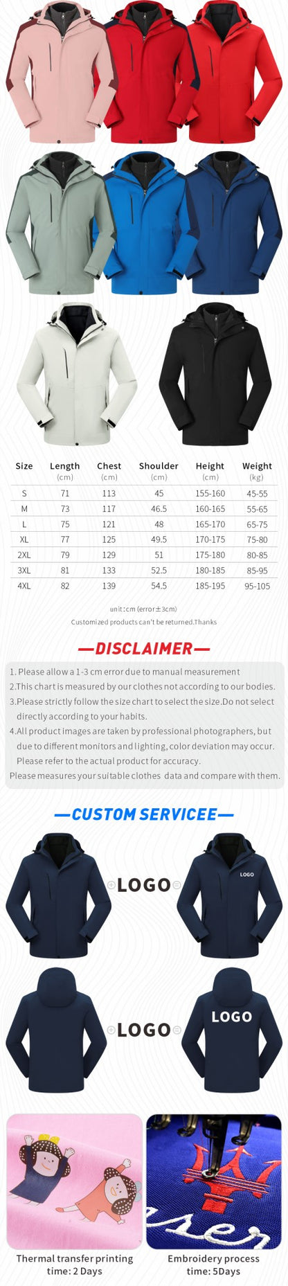 Customized Windbreaker printing free logo image picture thick fleece lined jackets outdoor sportswear windproof coat team clothi