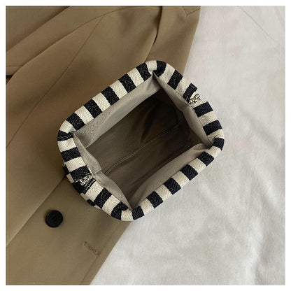 Summer Woven Crochet Purses for Women Beach Clutch Handbags 2025 Dumpling Hobo Casual Colorblock Bag Ladies Ruched Cloud Purse