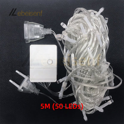 LED String Light 5/10M 50/100LEDs AC 220V EU Plug Indoor Outdoor Decor Wedding Party Christmas Tree Home Garden Patio Decoration