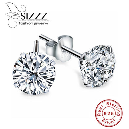 Brincos de Prata Esterlina 925 com Zircônia Cúbica Canalizada, Brincos de Tarraxa de Prata com Zircônia Cúbica para Mulheres, Joias de Prata Esterlina