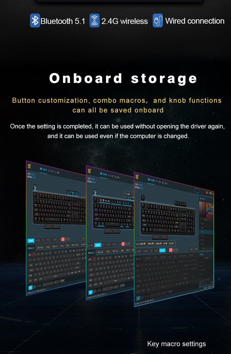 SKYLOONG GK104 Pro Full-Size 3-Mode Wireless Mechanical Keyboard with 3.0 Screen 3 Knobs Hot-Swappable Silent Switch PBT keycaps