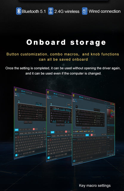SKYLOONG GK104 Pro Full-Size 3-Mode Wireless Mechanical Keyboard with 3.0 Screen 3 Knobs Hot-Swappable Silent Switch PBT keycaps