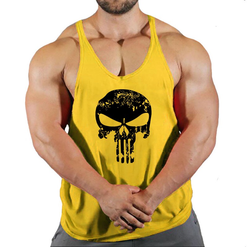 Skull Strong Print Clothing Bodybuilding Cotton Gym Tank Tops Men Sleeveless Und