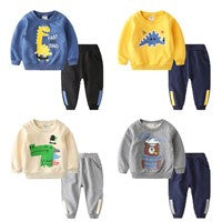 Autumn Kids Cartoon Pajama Sets Spring Girls Boys Print Sleepwear Suits Baby Long Sleeve T-Shirt+Pants 2Pcs Outfits Clothes 0-8Y