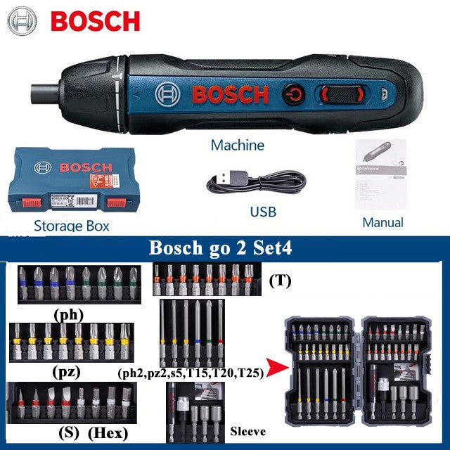 Parafusadeira Bosch Go 2 Recarregável Sem Fio Furadeira Parafusadeira de Impacto Bosch Go Parafusadeira Elétrica Ferramentas Elétricas Domésticas Multifuncionais