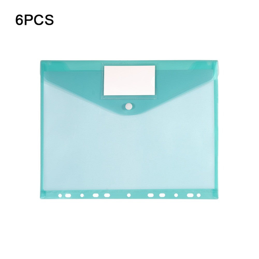 6 pcs Colorful Plastic Binder Folders Clear A4 Binder Pocket Snap Closure 11 Holes Punched Pockets Home Office