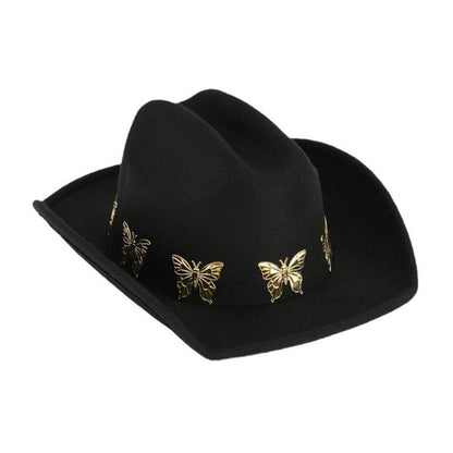 A52E Panama Hat Classical Headwear Decorative Butterly Charm Headwear Photo Props