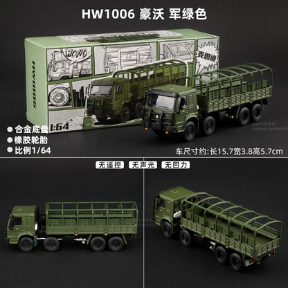 Masdi 1/64 Scania 770S V8 Caminhão Howo HW1006 Militar Verde Liga de Carro Modelo Miniatura Coleção Diecast Enfeite Modelo Hobby Brinquedo